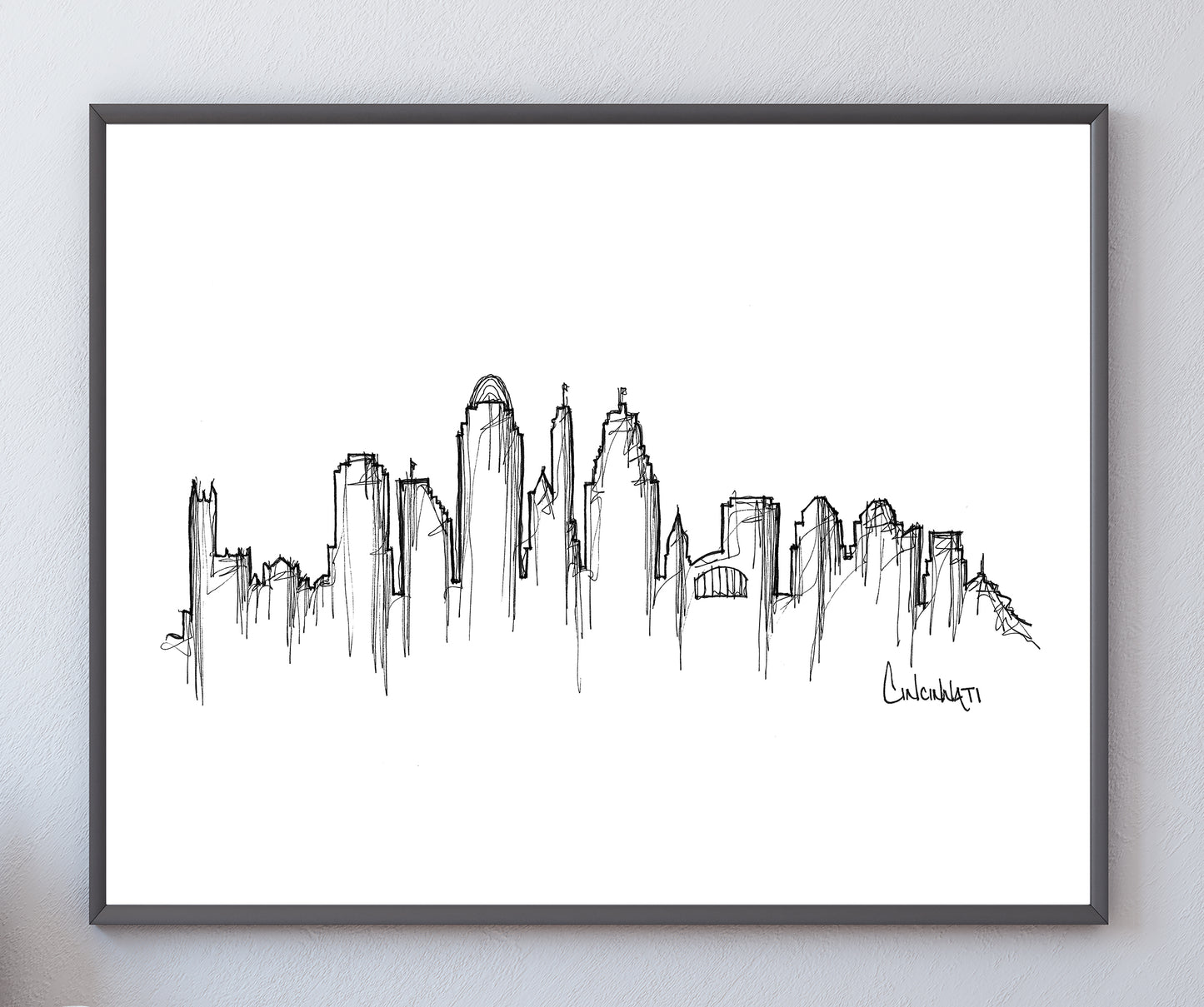 Cincinnati Skyline Art Print, Cincinnati Print, Cincinnati Poster, Wall Art, Original Art Minimalist Art Travel Gift Home Decor Office
