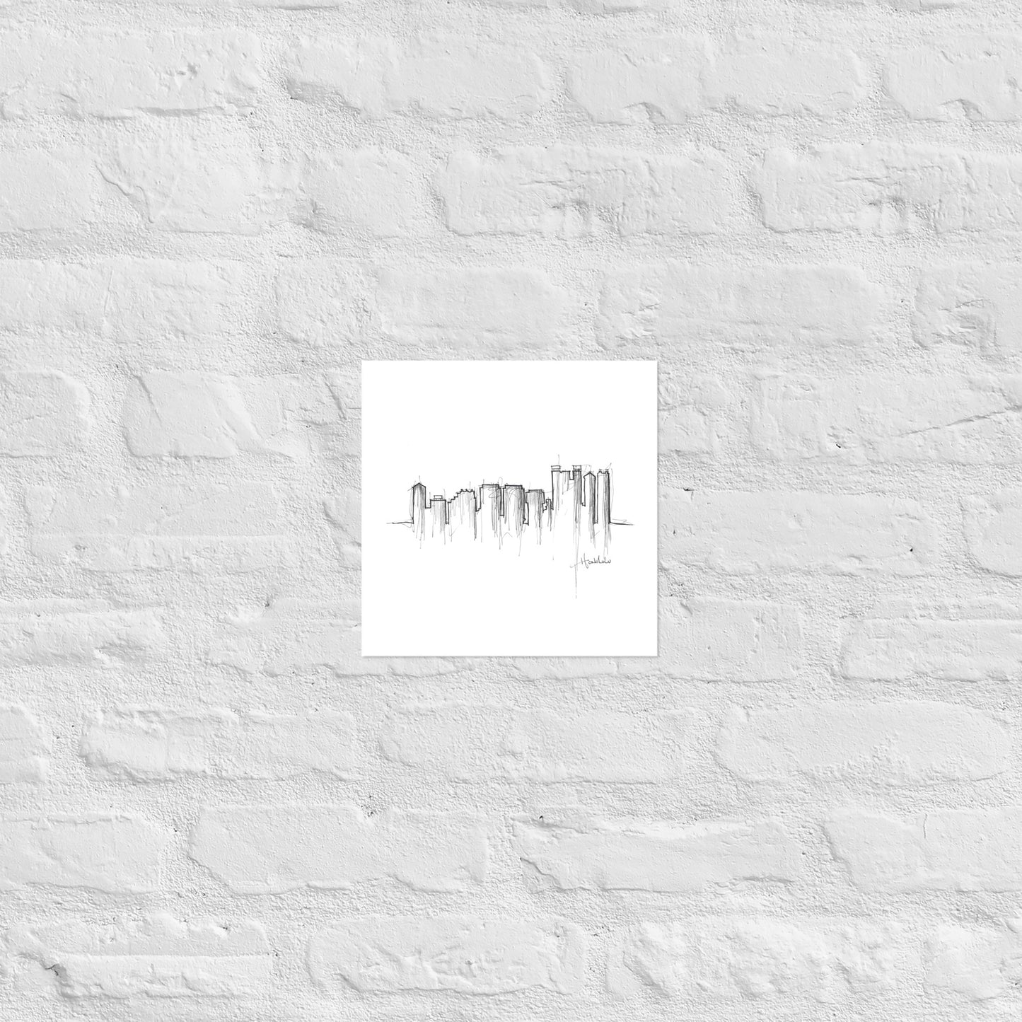 Honolulu Skyline Art Print, Honolulu Print, Honolulu Poster, Wall Art, Original Art Minimalist Art Travel Gift Home Decor Office Decor