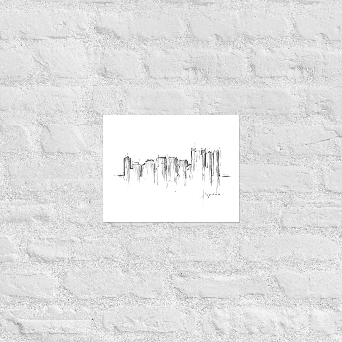 Honolulu Skyline Art Print, Honolulu Print, Honolulu Poster, Wall Art, Original Art Minimalist Art Travel Gift Home Decor Office Decor