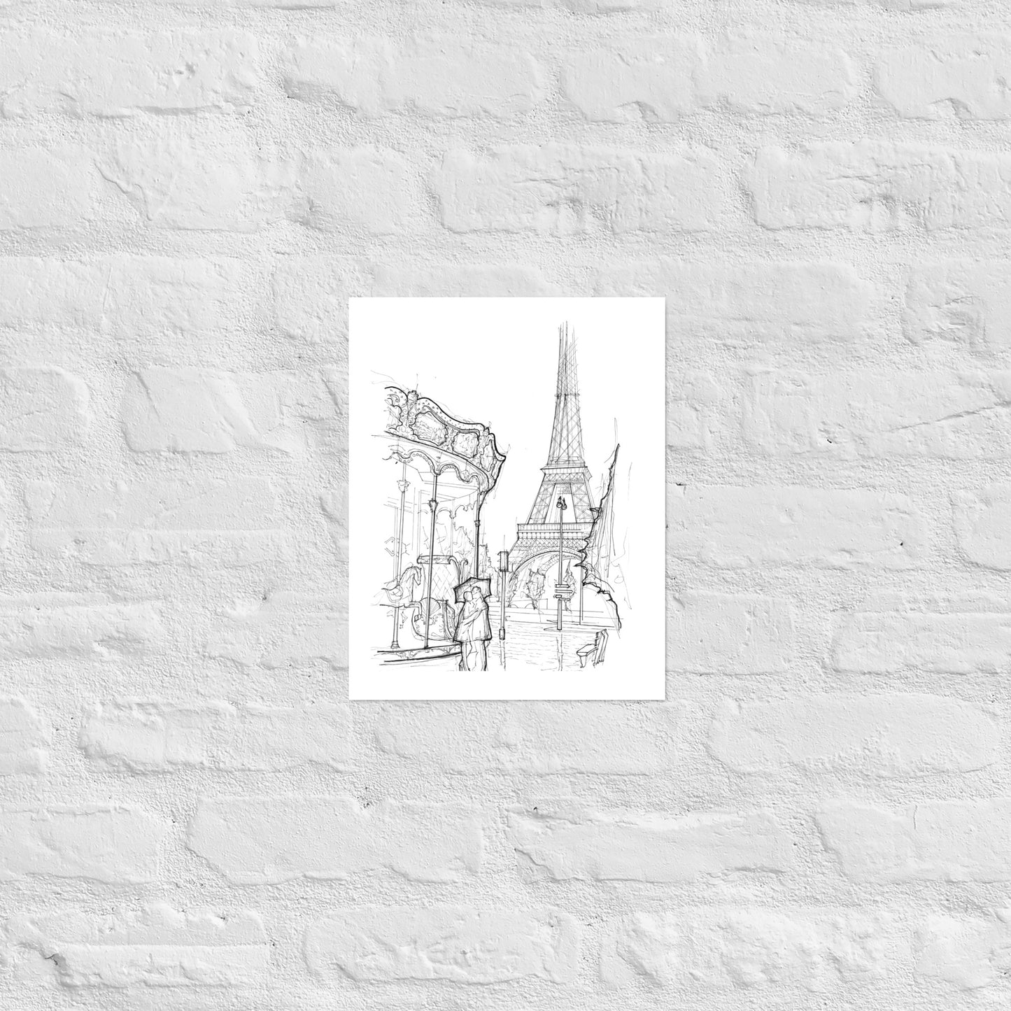 Eiffel Tower Paris in the Rain Art Print