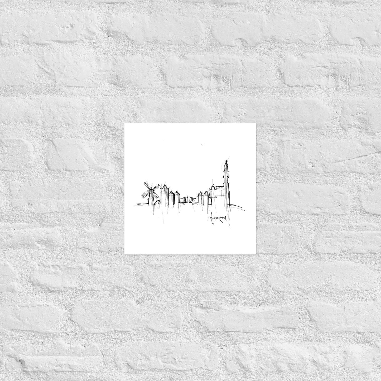 Amsterdam Skyline Art Print, Amsterdam Print, Amsterdam Poster, Wall Art, Original Art, Minimalist Art, Office Decor Travel Gift, Home Decor