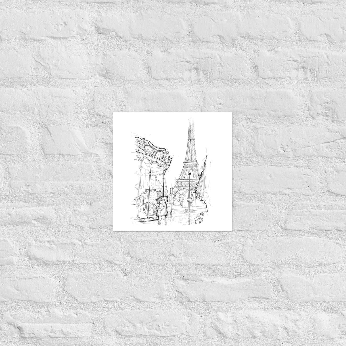 Eiffel Tower Paris in the Rain Art Print