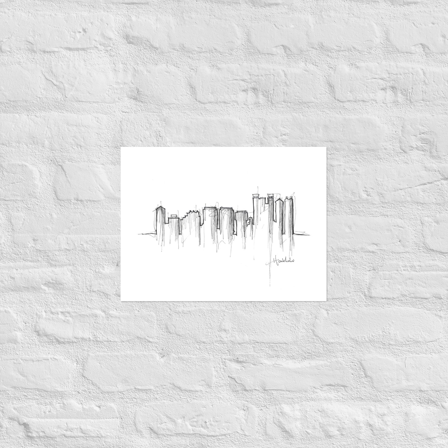 Honolulu Skyline Art Print, Honolulu Print, Honolulu Poster, Wall Art, Original Art Minimalist Art Travel Gift Home Decor Office Decor