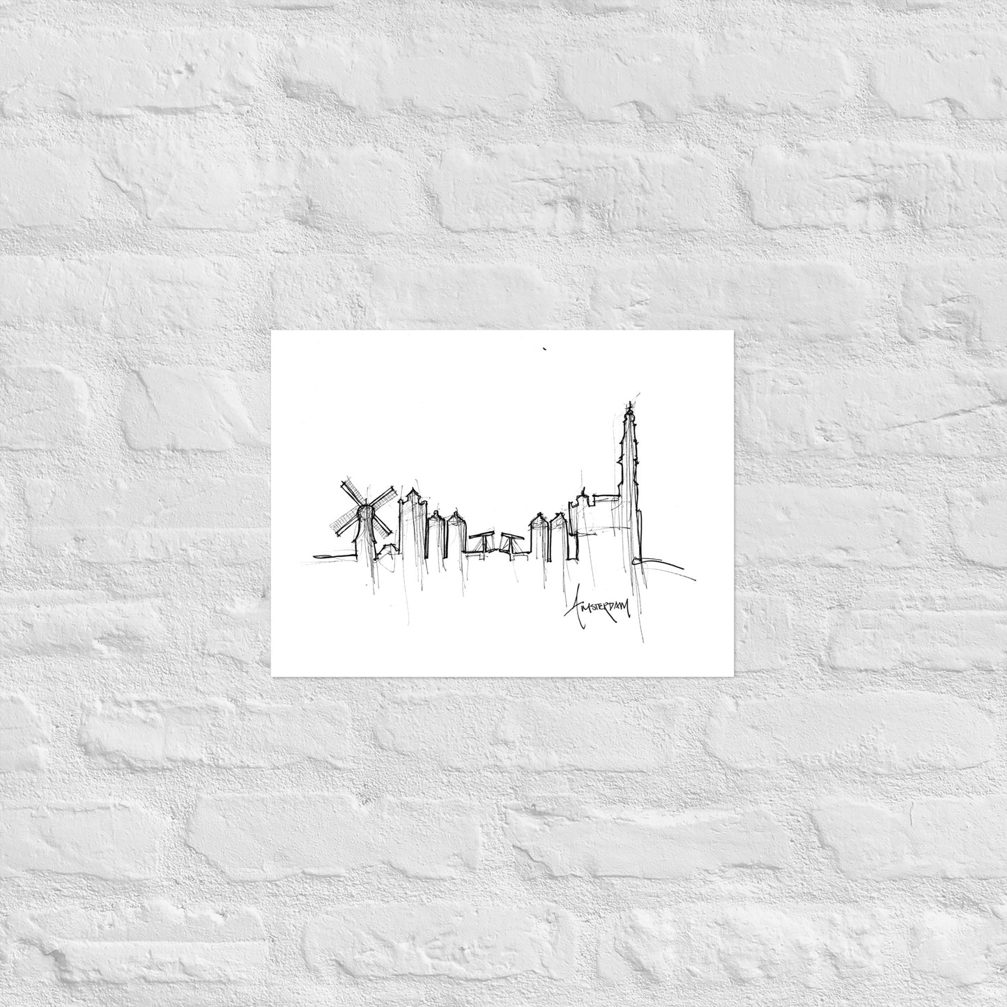 Amsterdam Skyline Art Print, Amsterdam Print, Amsterdam Poster, Wall Art, Original Art, Minimalist Art, Office Decor Travel Gift, Home Decor