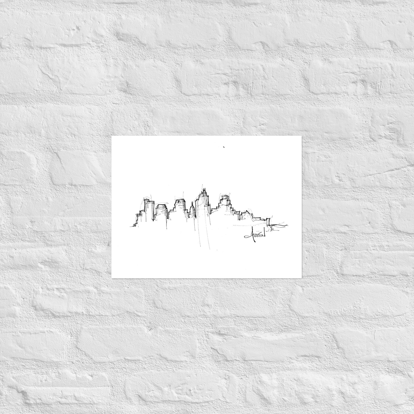 Austin TX Skyline Art Print, Austin Print, Austin Poster, Wall Art, Original Art, Minimalist Art, Office Decor, Travel Gift, Home Decor