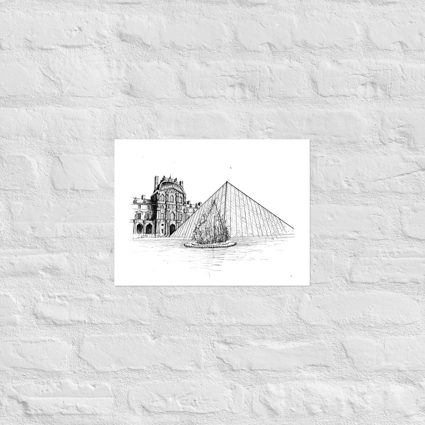 Louvre Paris Art Print, Wall Art, The Louvre Museum, Architecture Art, Black and White, Original Art, Office Decor, Travel Gift, Home Decor