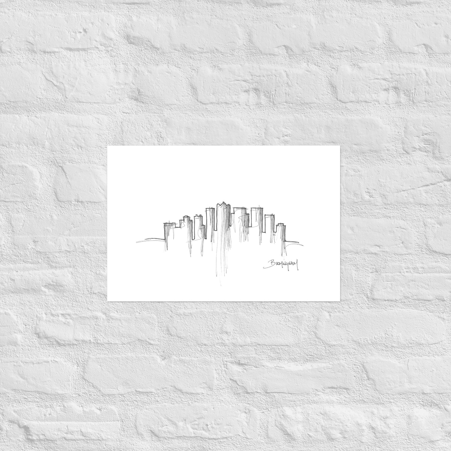 Birmingham Skyline Art Print, Birmingham Print, Birmingham Poster, Wall Art, Original Art Minimalist Art Travel Gift Home Decor Office Decor