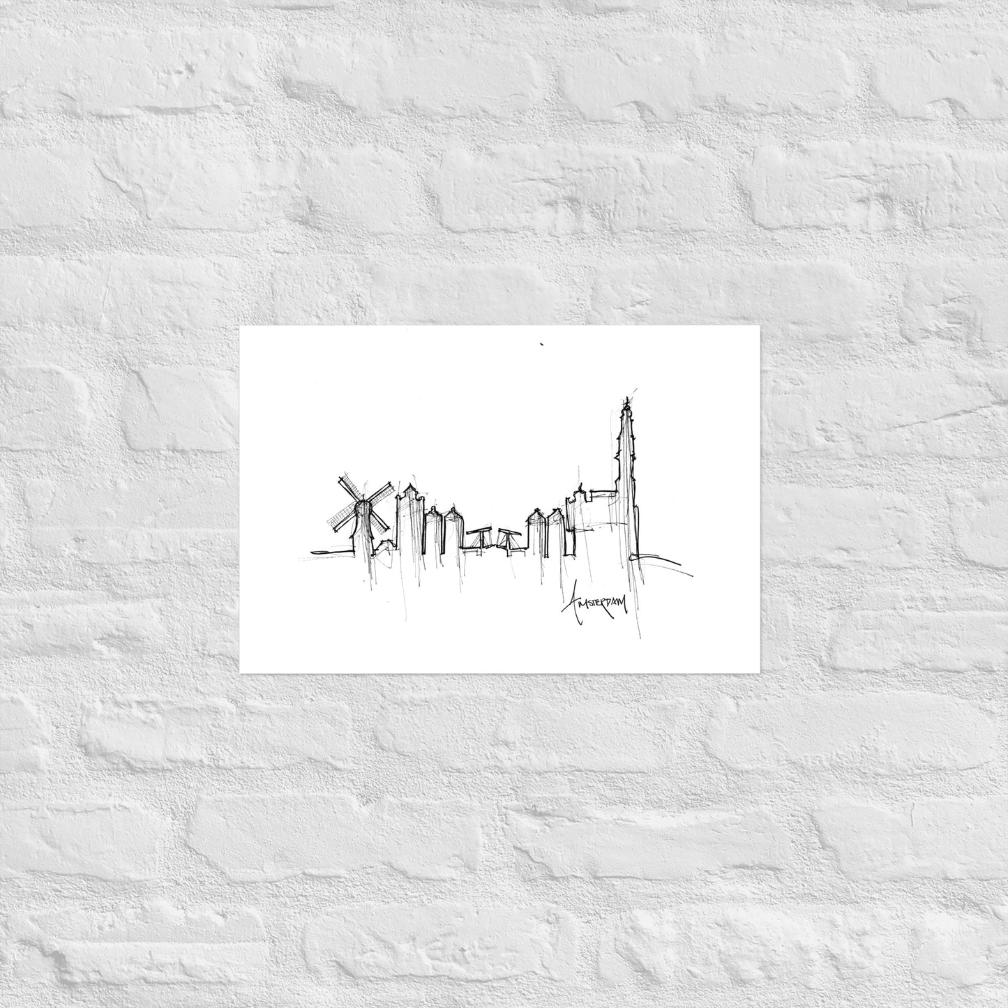 Amsterdam Skyline Art Print, Amsterdam Print, Amsterdam Poster, Wall Art, Original Art, Minimalist Art, Office Decor Travel Gift, Home Decor