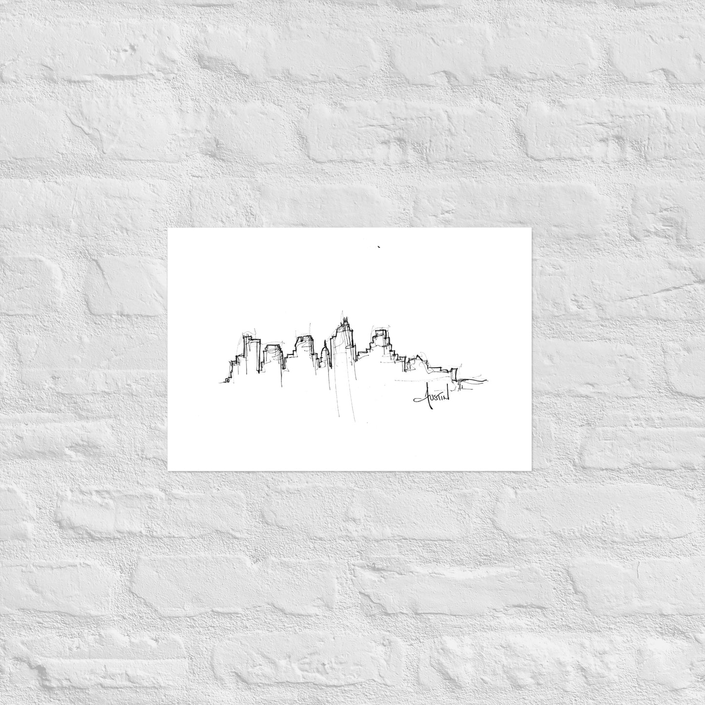 Austin TX Skyline Art Print, Austin Print, Austin Poster, Wall Art, Original Art, Minimalist Art, Office Decor, Travel Gift, Home Decor