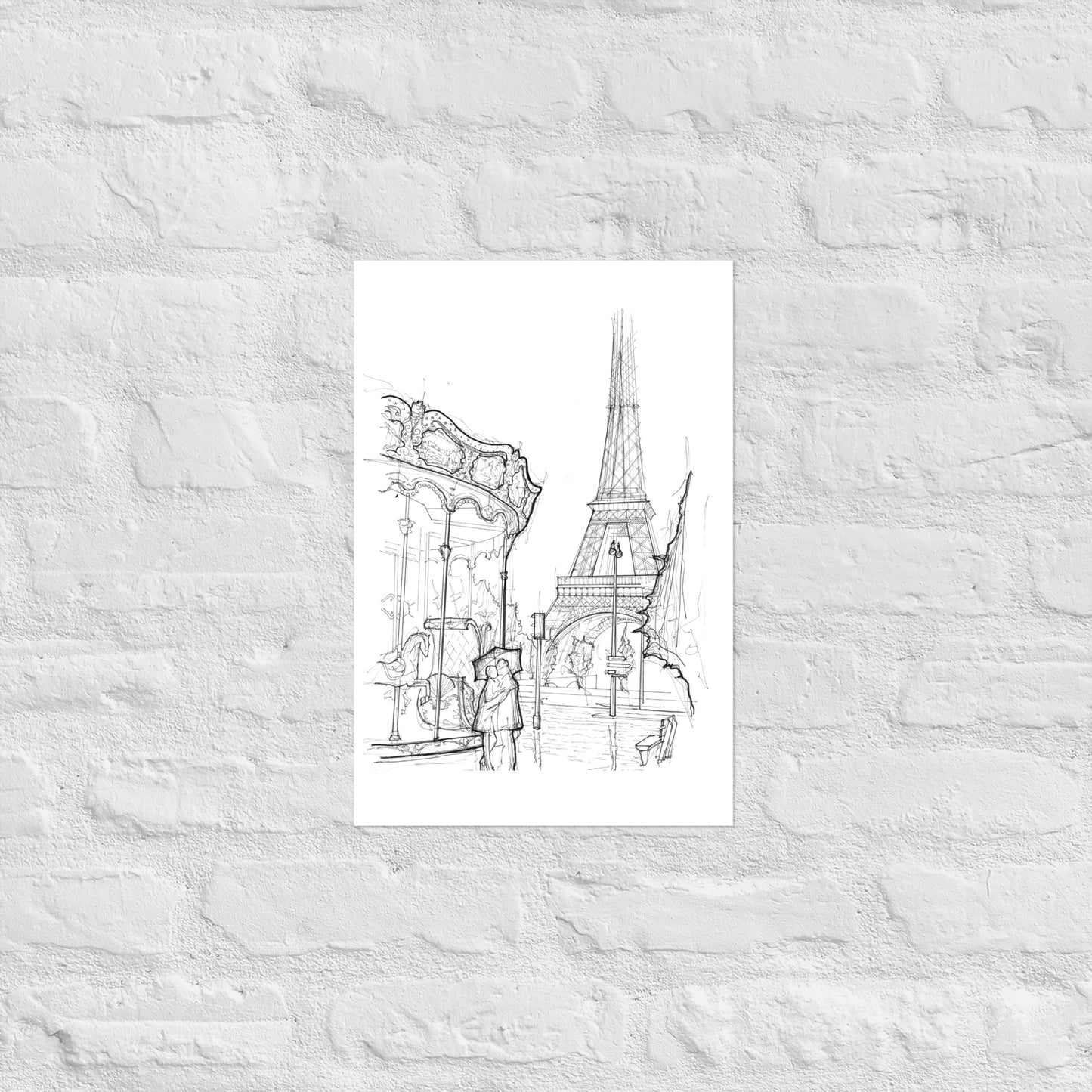 Eiffel Tower Paris in the Rain Art Print
