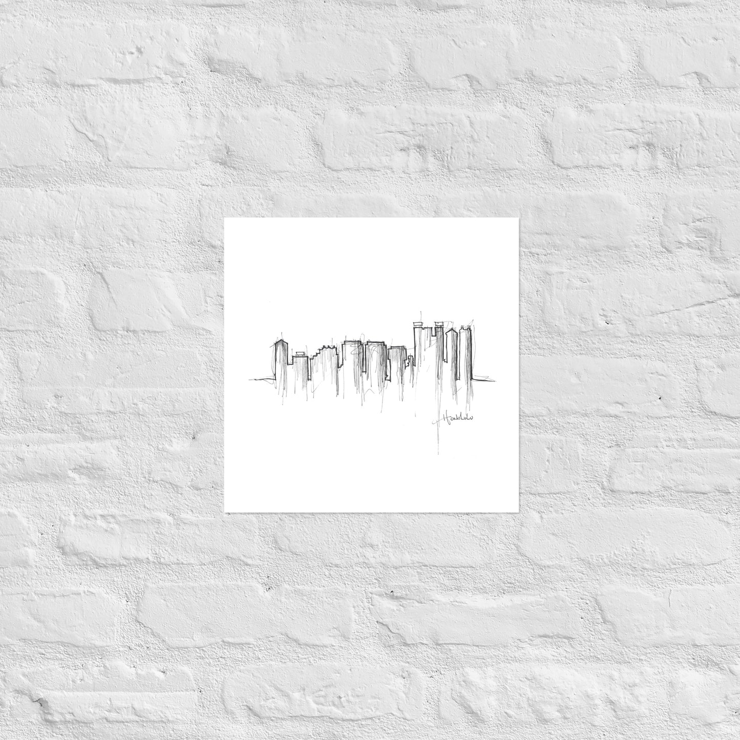 Honolulu Skyline Art Print, Honolulu Print, Honolulu Poster, Wall Art, Original Art Minimalist Art Travel Gift Home Decor Office Decor