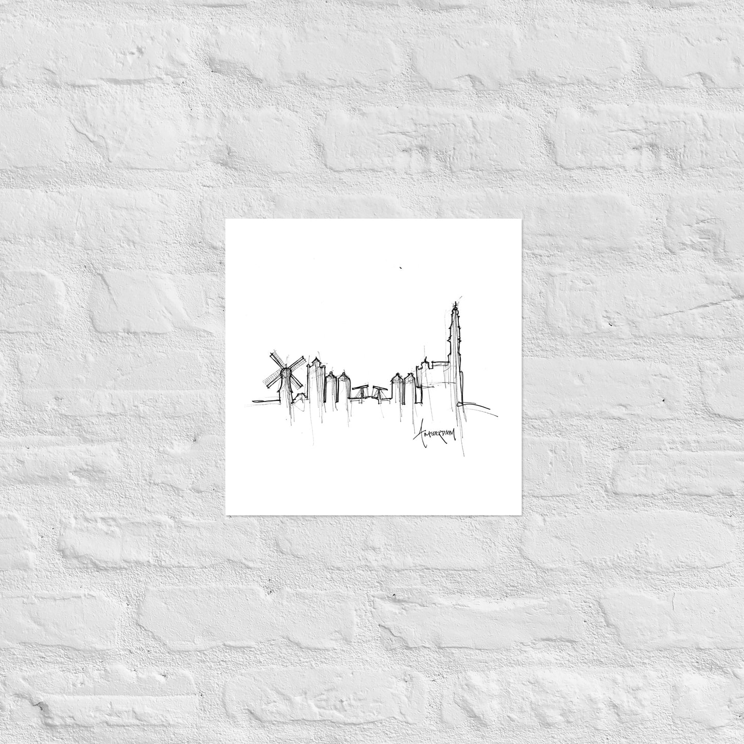 Amsterdam Skyline Art Print, Amsterdam Print, Amsterdam Poster, Wall Art, Original Art, Minimalist Art, Office Decor Travel Gift, Home Decor