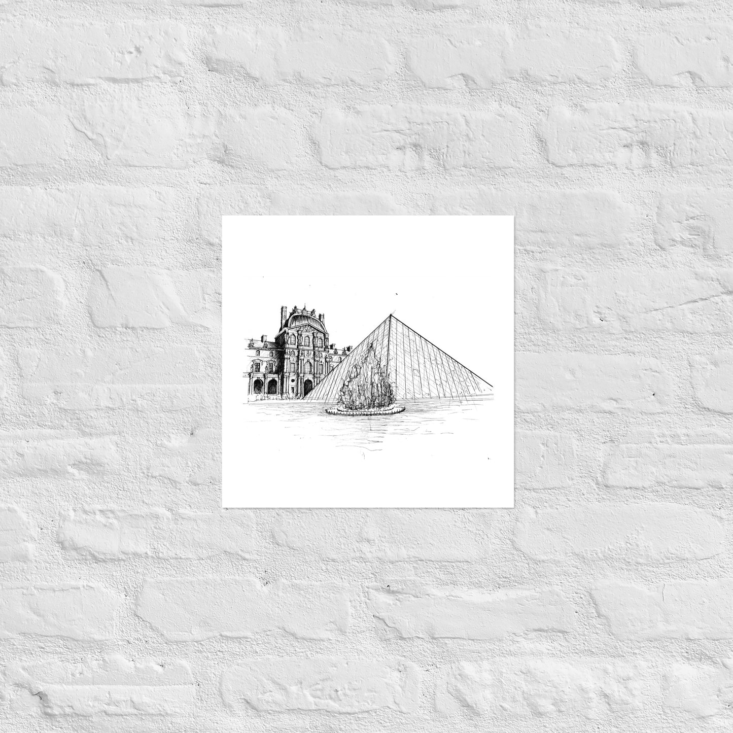 Louvre Paris Art Print, Wall Art, The Louvre Museum, Architecture Art, Black and White, Original Art, Office Decor, Travel Gift, Home Decor