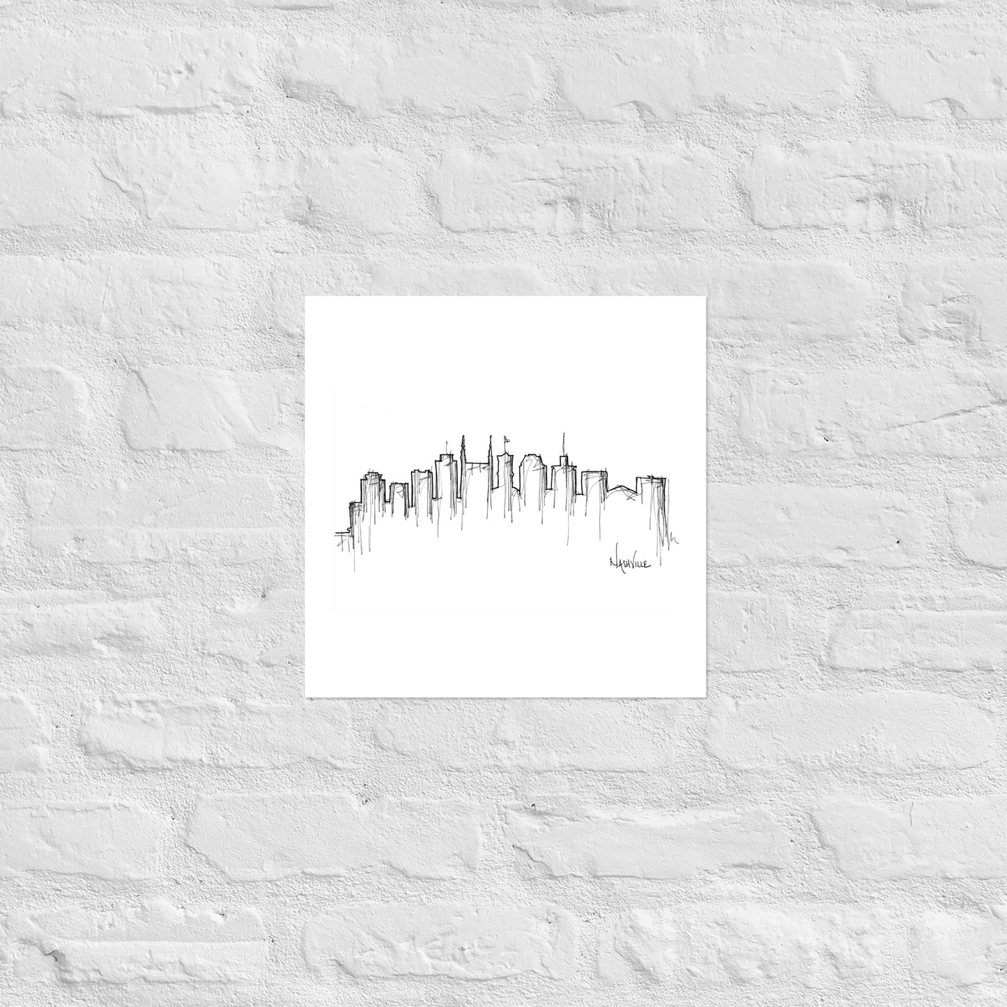 Nashville Skyline Art Print, Nashville Print, Nashville Poster, Wall Art, Original Art Minimalist Art Travel Gift Home Decor Office Decor