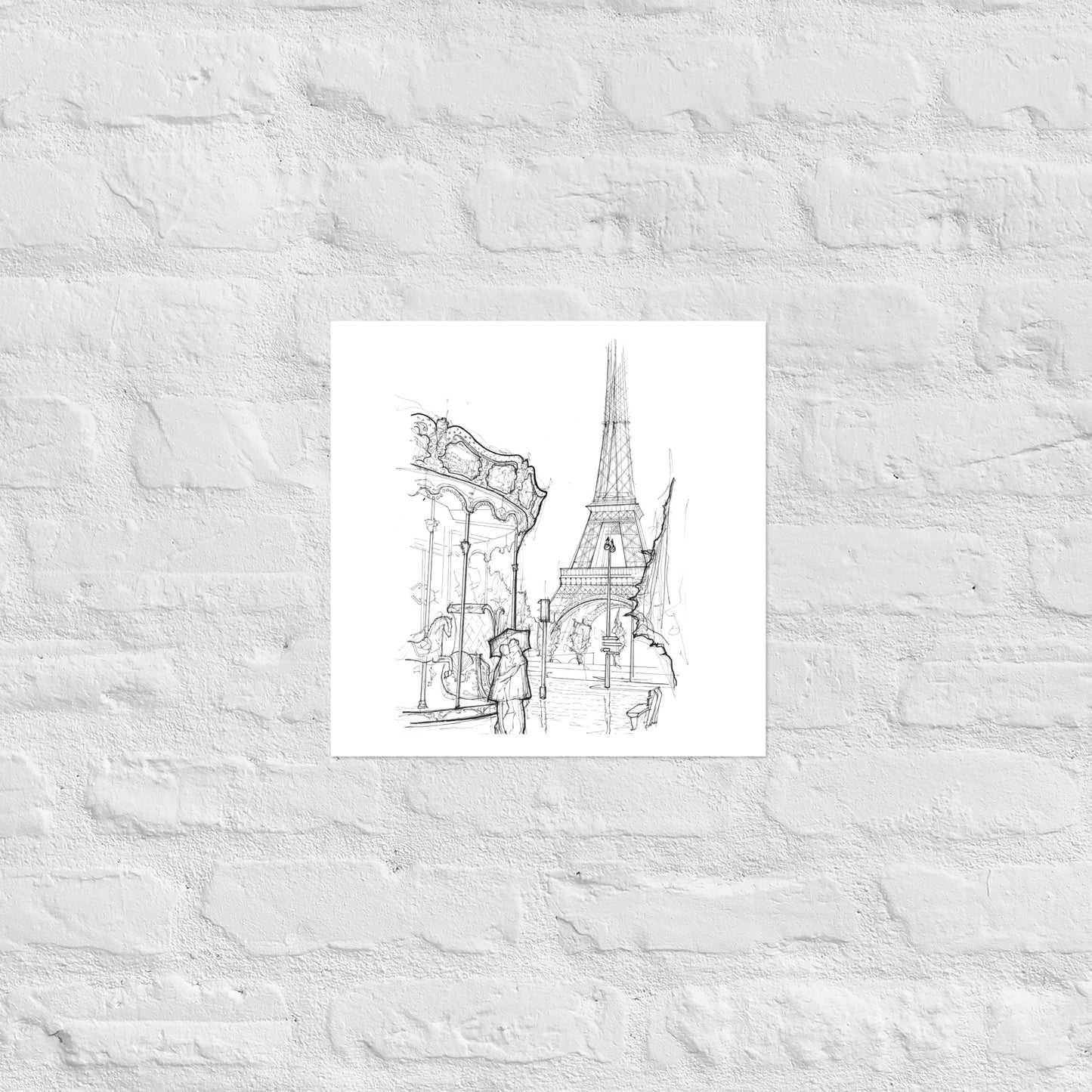 Eiffel Tower Paris in the Rain Art Print
