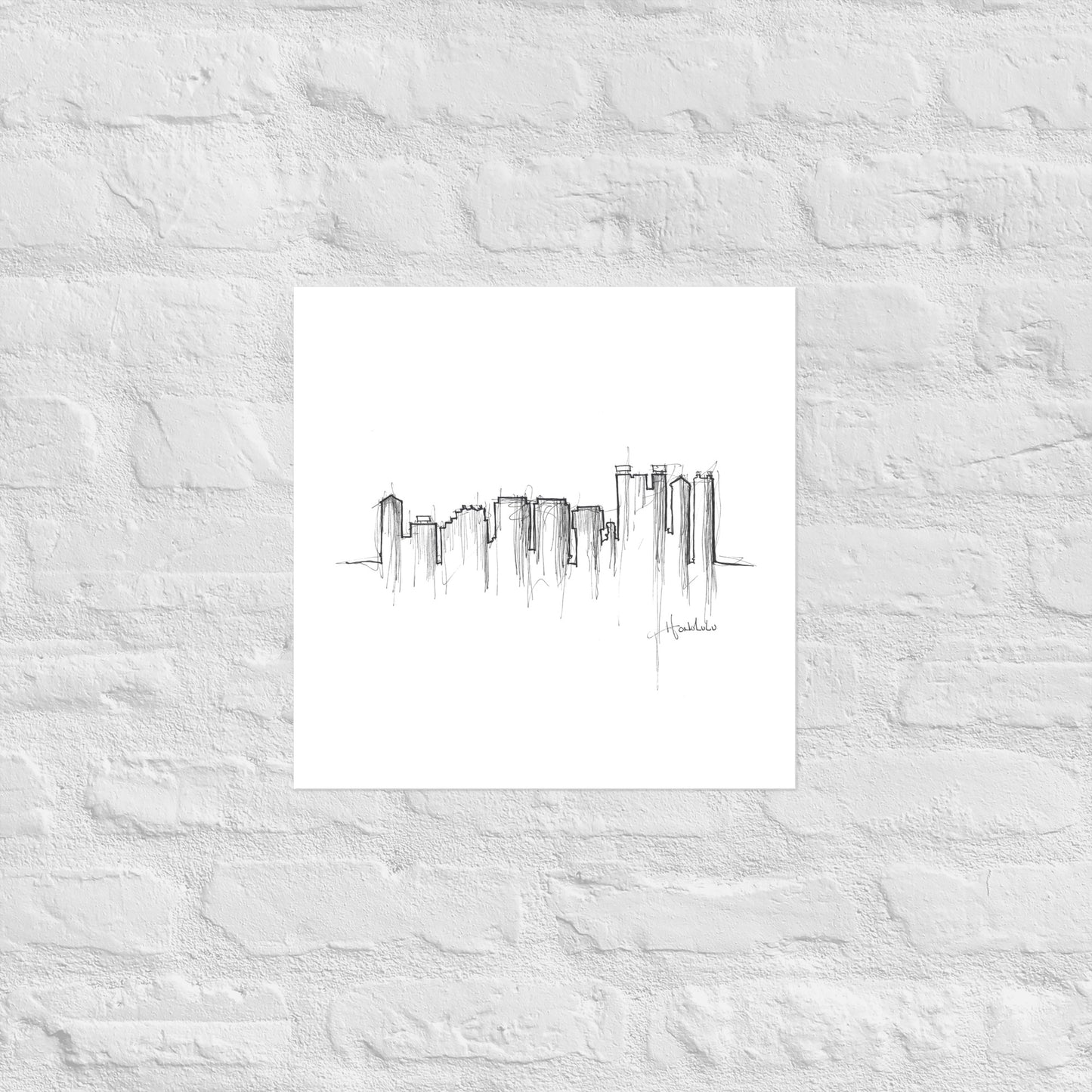 Honolulu Skyline Art Print, Honolulu Print, Honolulu Poster, Wall Art, Original Art Minimalist Art Travel Gift Home Decor Office Decor