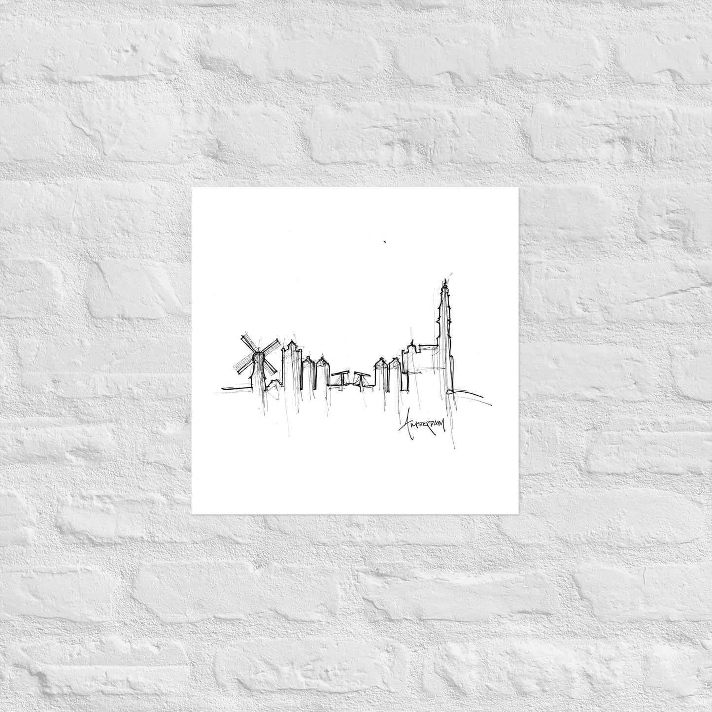 Amsterdam Skyline Art Print, Amsterdam Print, Amsterdam Poster, Wall Art, Original Art, Minimalist Art, Office Decor Travel Gift, Home Decor