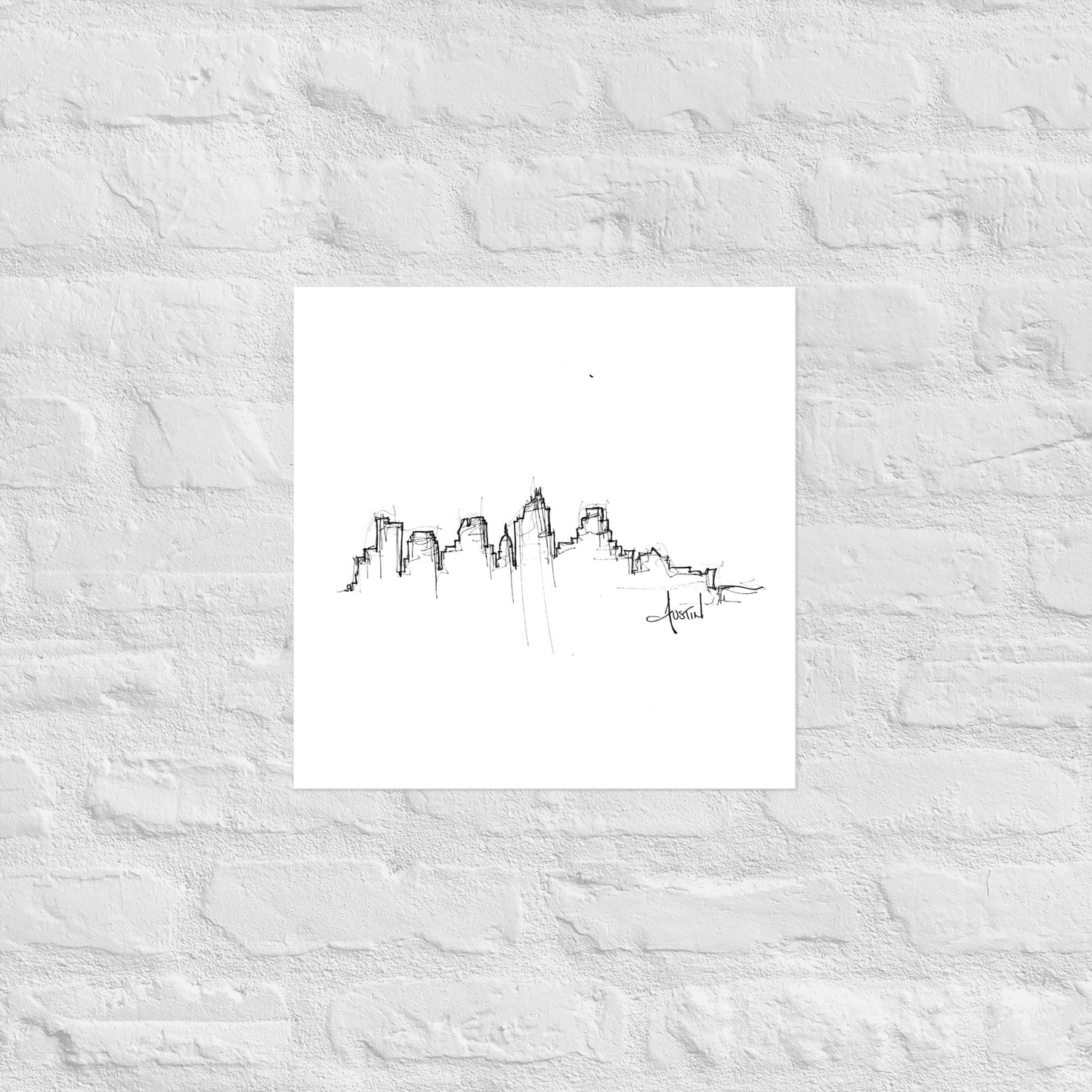 Austin TX Skyline Art Print, Austin Print, Austin Poster, Wall Art, Original Art, Minimalist Art, Office Decor, Travel Gift, Home Decor