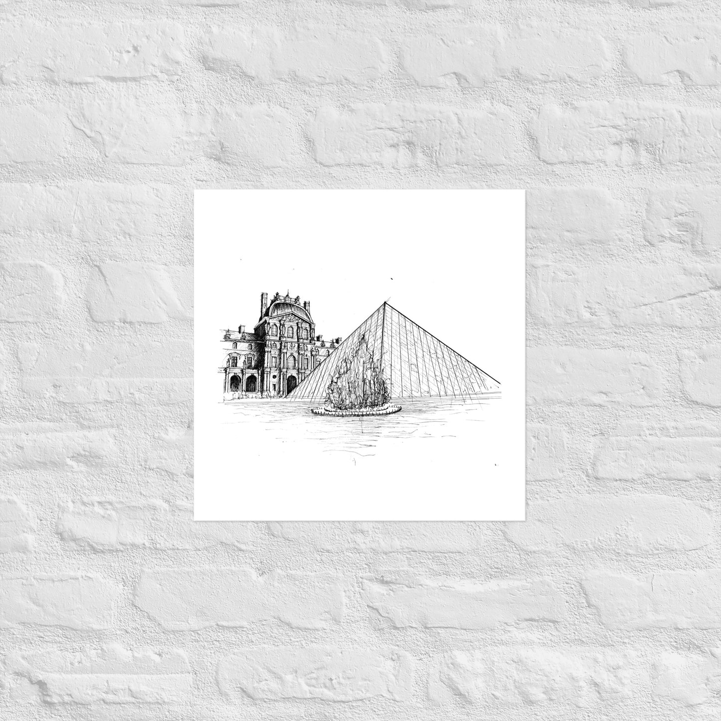 Louvre Paris Art Print, Wall Art, The Louvre Museum, Architecture Art, Black and White, Original Art, Office Decor, Travel Gift, Home Decor