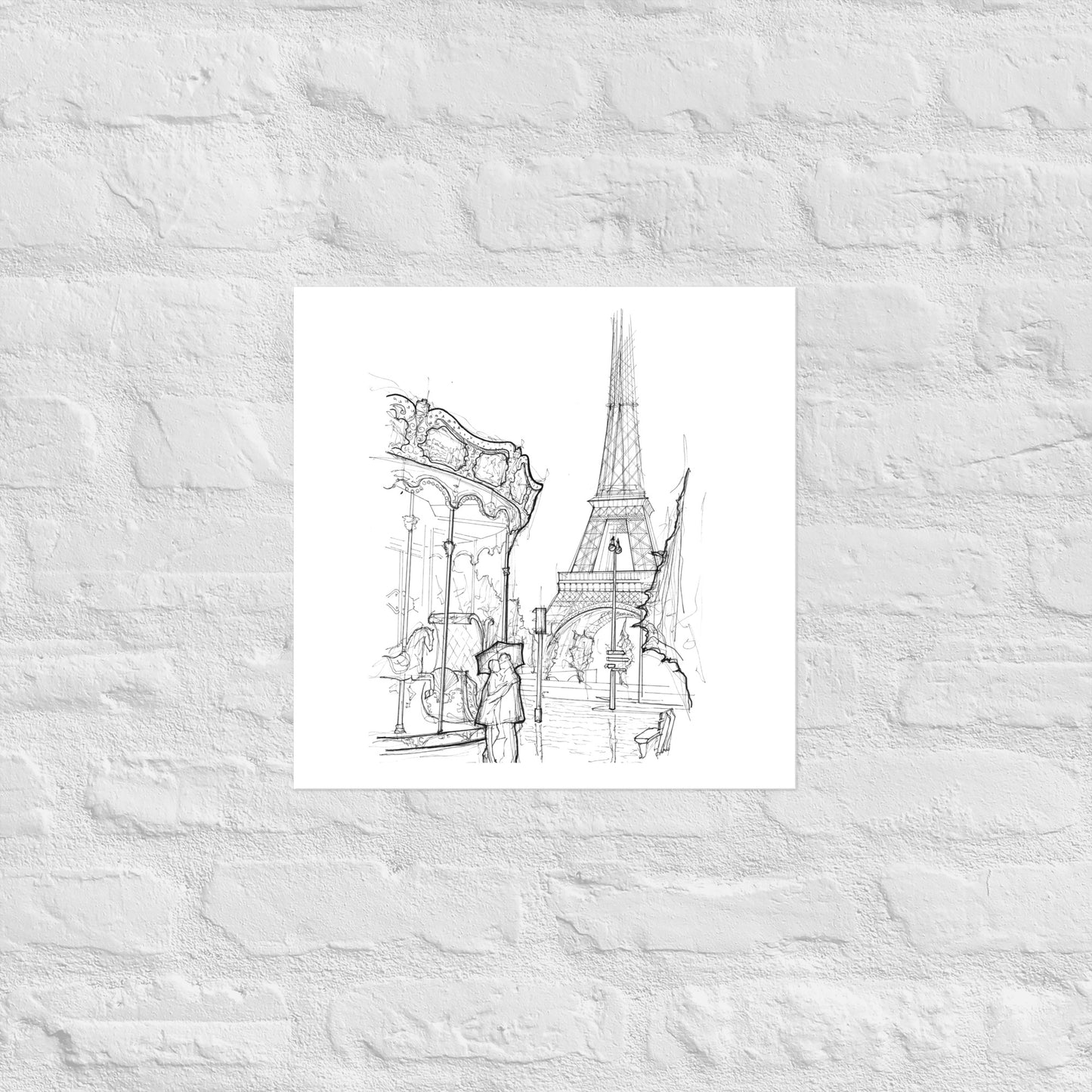 Eiffel Tower Paris in the Rain Art Print