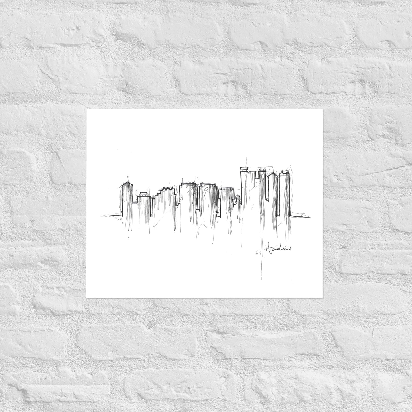Honolulu Skyline Art Print, Honolulu Print, Honolulu Poster, Wall Art, Original Art Minimalist Art Travel Gift Home Decor Office Decor