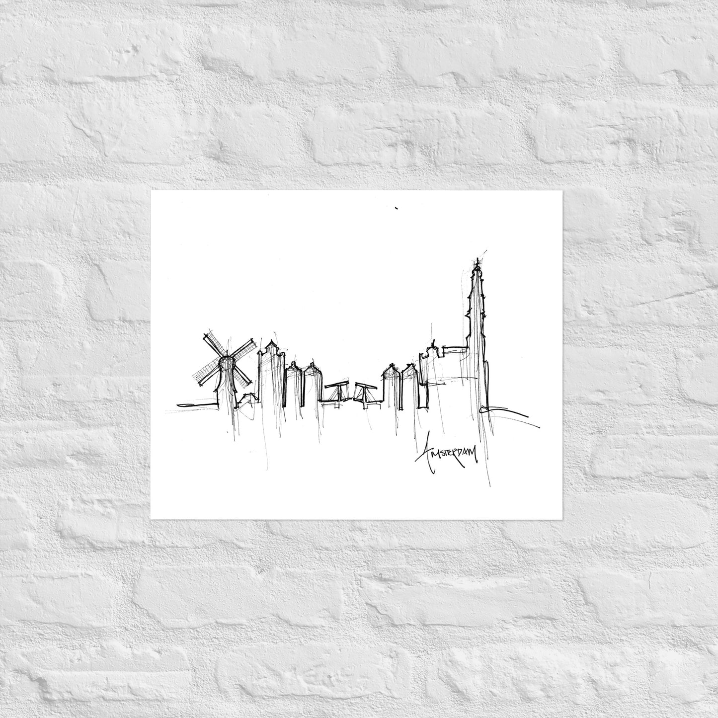 Amsterdam Skyline Art Print, Amsterdam Print, Amsterdam Poster, Wall Art, Original Art, Minimalist Art, Office Decor Travel Gift, Home Decor