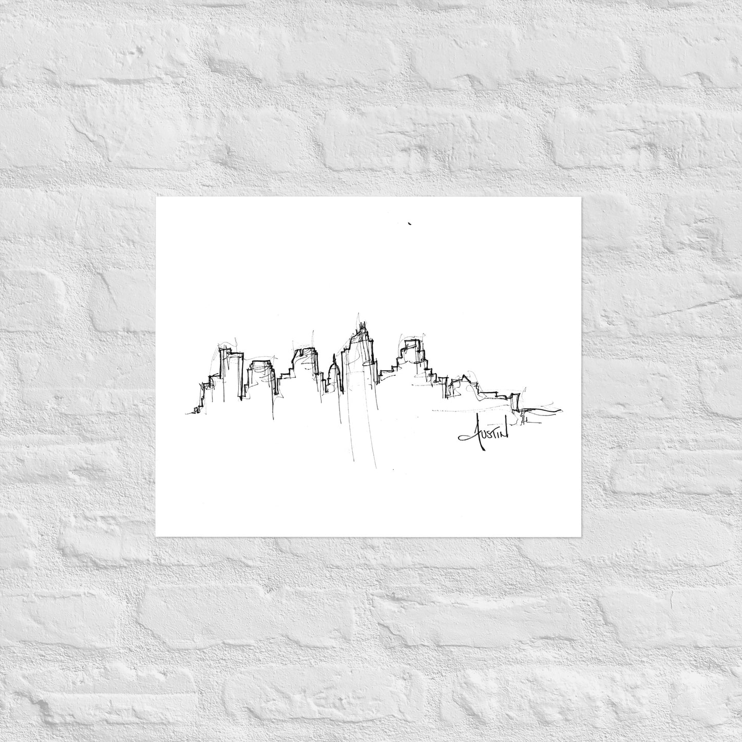 Austin TX Skyline Art Print, Austin Print, Austin Poster, Wall Art, Original Art, Minimalist Art, Office Decor, Travel Gift, Home Decor