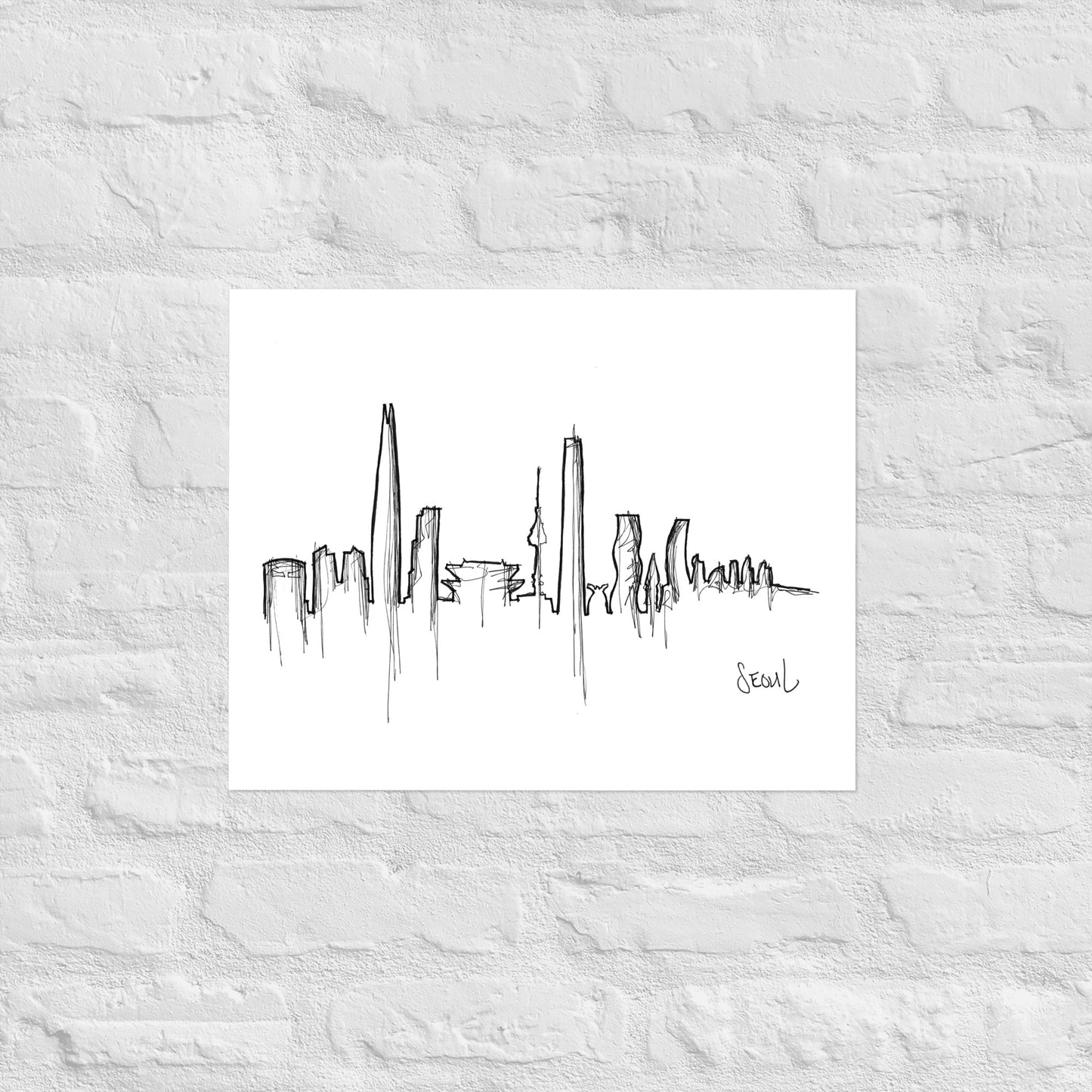 Seoul Skyline Art Print, Seoul Print, Seoul Poster, Wall Art, Original Art, Minimalist Art Travel Gift Home Decor Office Decor