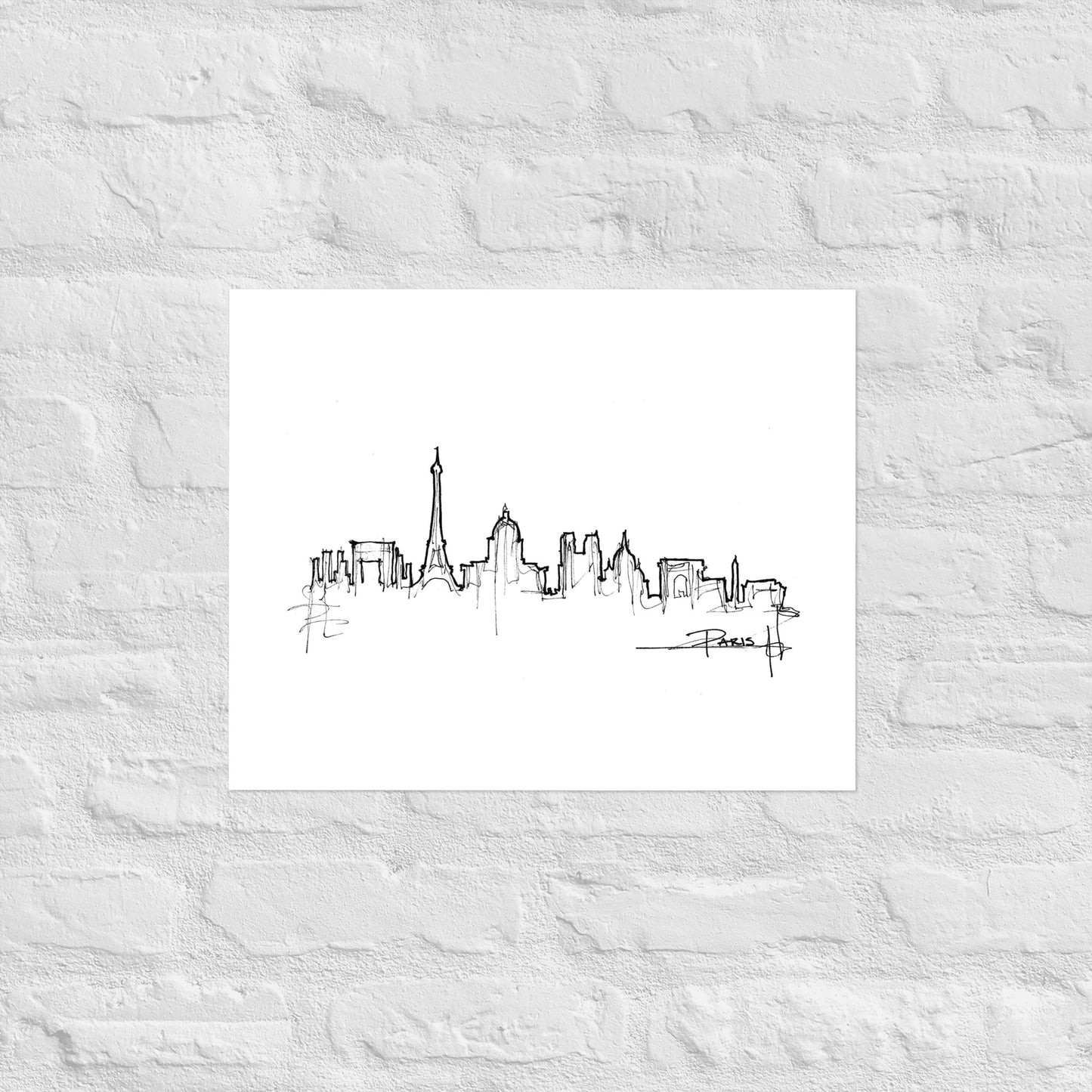 Paris Skyline Art Print, Paris Print, Paris Poster, Wall Art, Original Art, Minimalist Art, Office Decor, Travel Gift, Home Decor