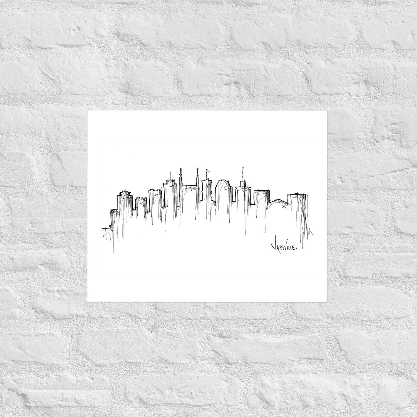 Nashville Skyline Art Print, Nashville Print, Nashville Poster, Wall Art, Original Art Minimalist Art Travel Gift Home Decor Office Decor