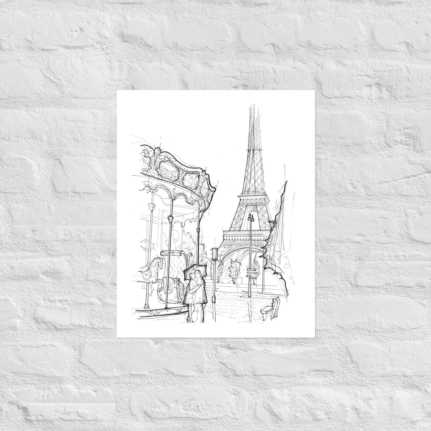 Eiffel Tower Paris in the Rain Art Print