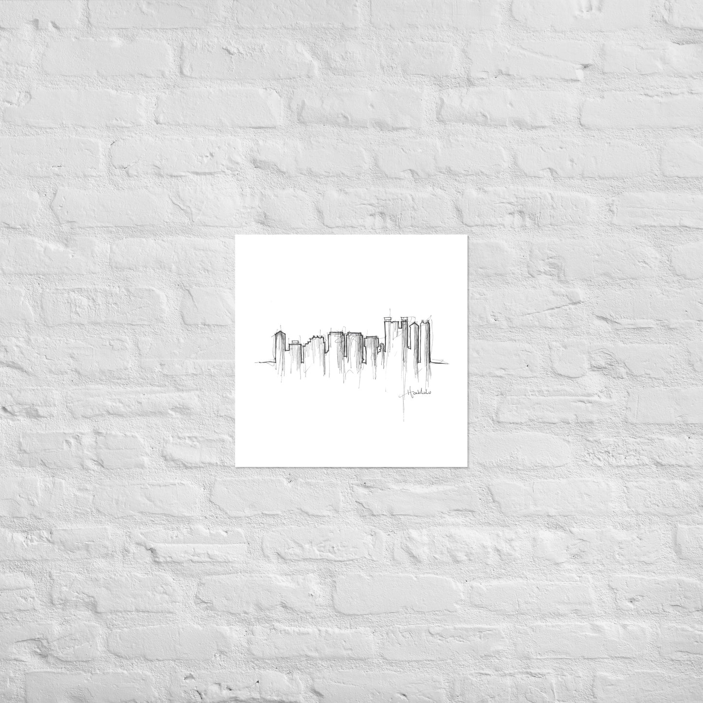 Honolulu Skyline Art Print, Honolulu Print, Honolulu Poster, Wall Art, Original Art Minimalist Art Travel Gift Home Decor Office Decor