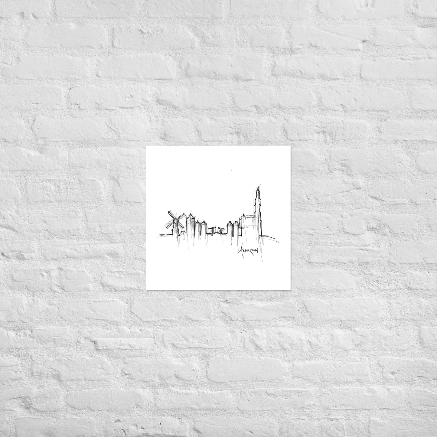 Amsterdam Skyline Art Print, Amsterdam Print, Amsterdam Poster, Wall Art, Original Art, Minimalist Art, Office Decor Travel Gift, Home Decor