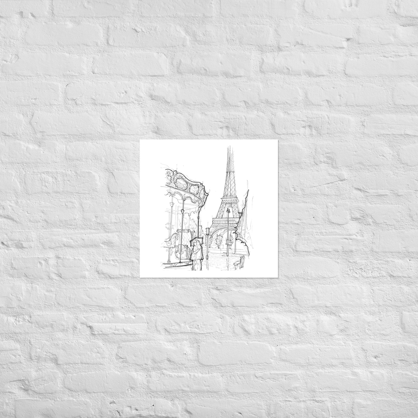 Eiffel Tower Paris in the Rain Art Print
