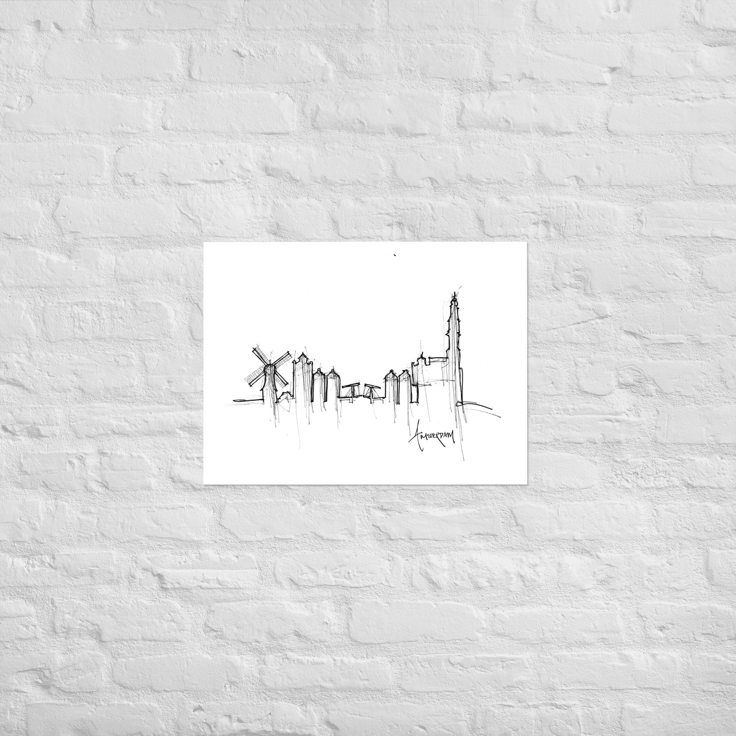Amsterdam Skyline Art Print, Amsterdam Print, Amsterdam Poster, Wall Art, Original Art, Minimalist Art, Office Decor Travel Gift, Home Decor