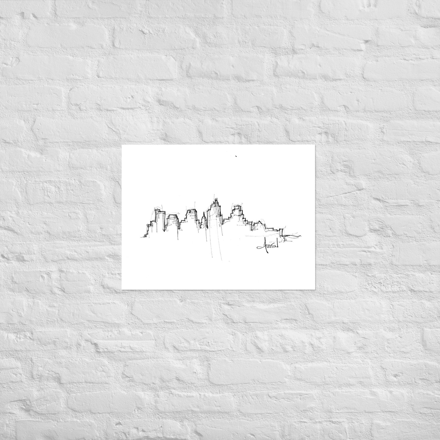 Austin TX Skyline Art Print, Austin Print, Austin Poster, Wall Art, Original Art, Minimalist Art, Office Decor, Travel Gift, Home Decor