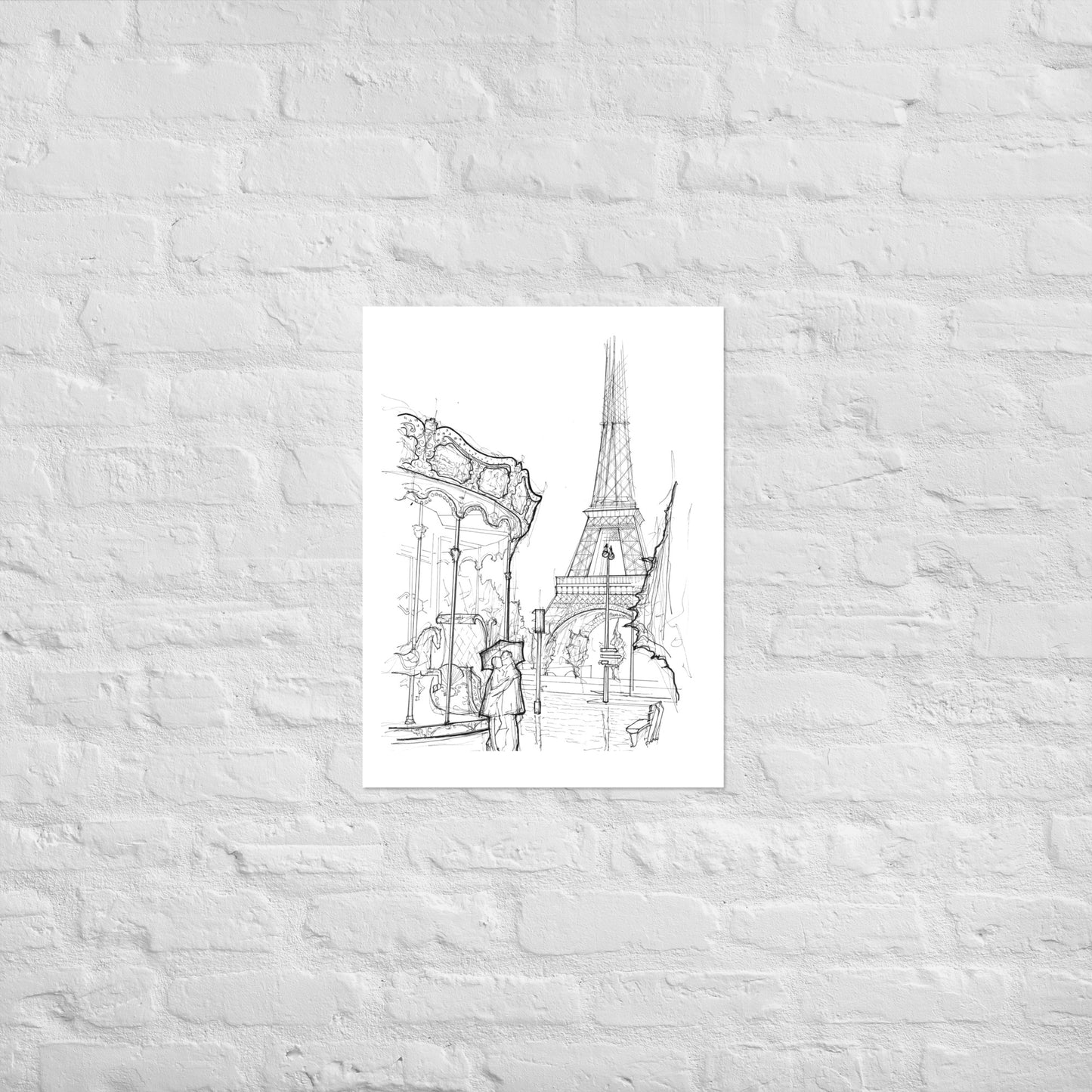 Eiffel Tower Paris in the Rain Art Print