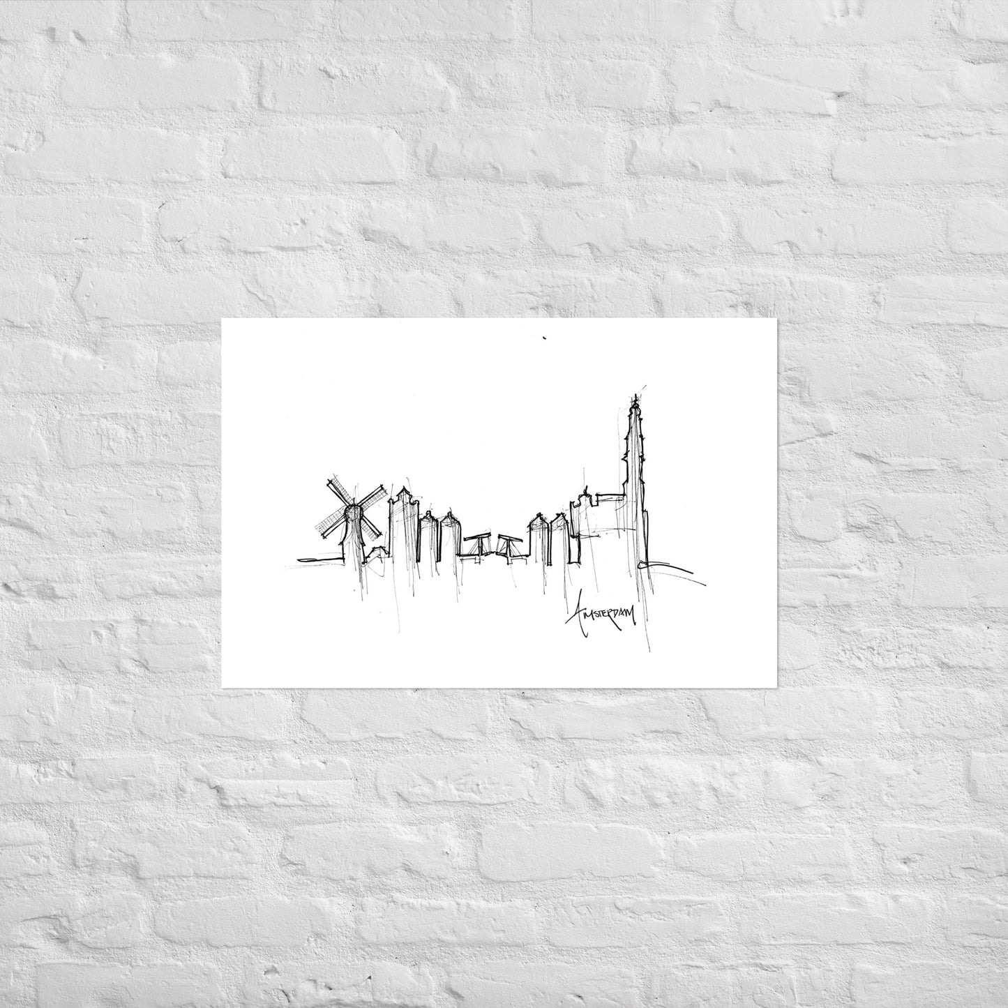 Amsterdam Skyline Art Print, Amsterdam Print, Amsterdam Poster, Wall Art, Original Art, Minimalist Art, Office Decor Travel Gift, Home Decor
