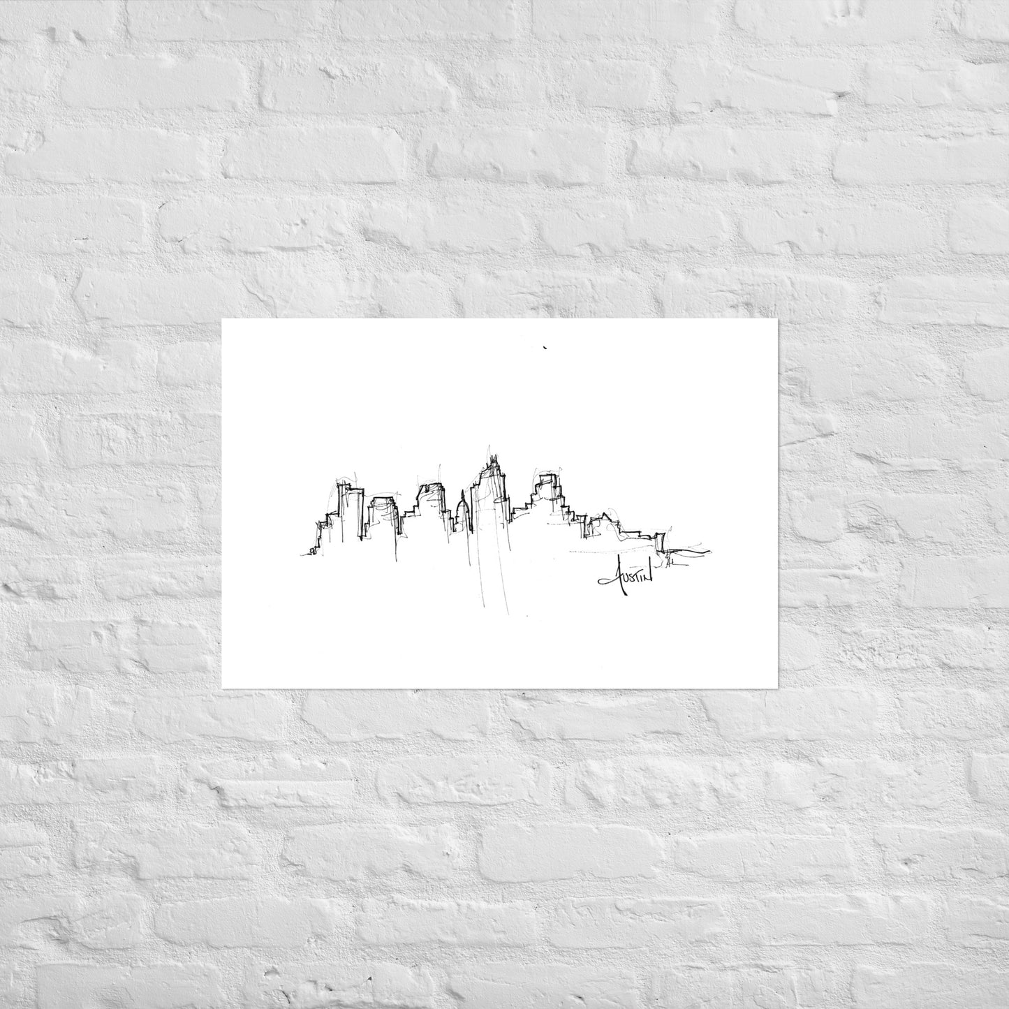 Austin TX Skyline Art Print, Austin Print, Austin Poster, Wall Art, Original Art, Minimalist Art, Office Decor, Travel Gift, Home Decor