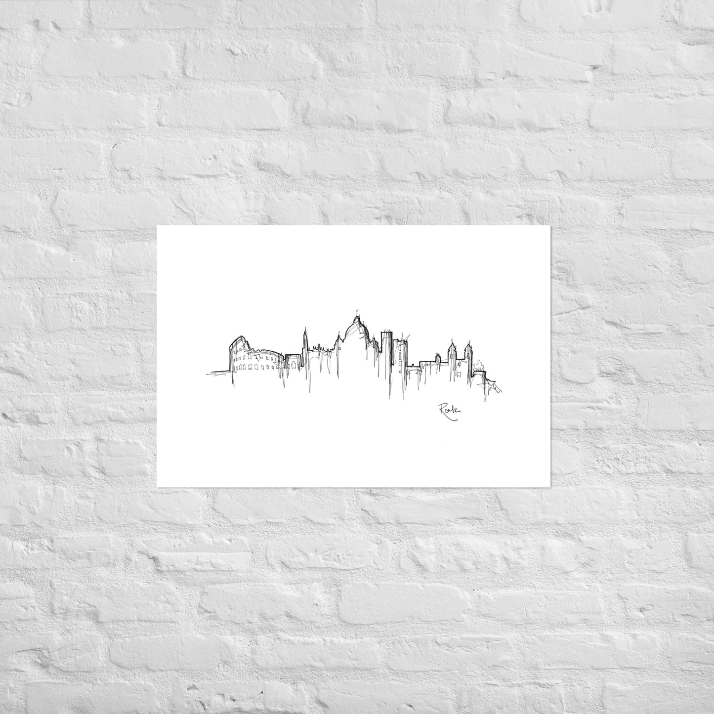 Rome Skyline Art Print, Rome Print, Rome Poster, Wall Art, Original Art, Minimalist Art, Travel Gift, Home Decor, Office Decor