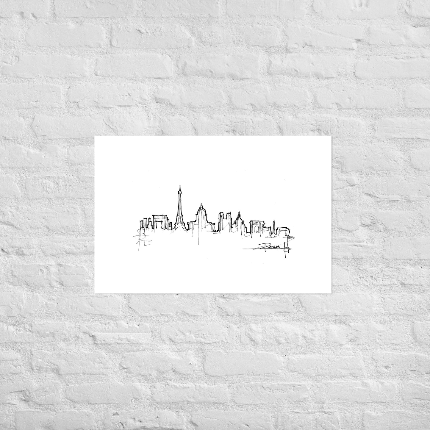 Paris Skyline Art Print, Paris Print, Paris Poster, Wall Art, Original Art, Minimalist Art, Office Decor, Travel Gift, Home Decor