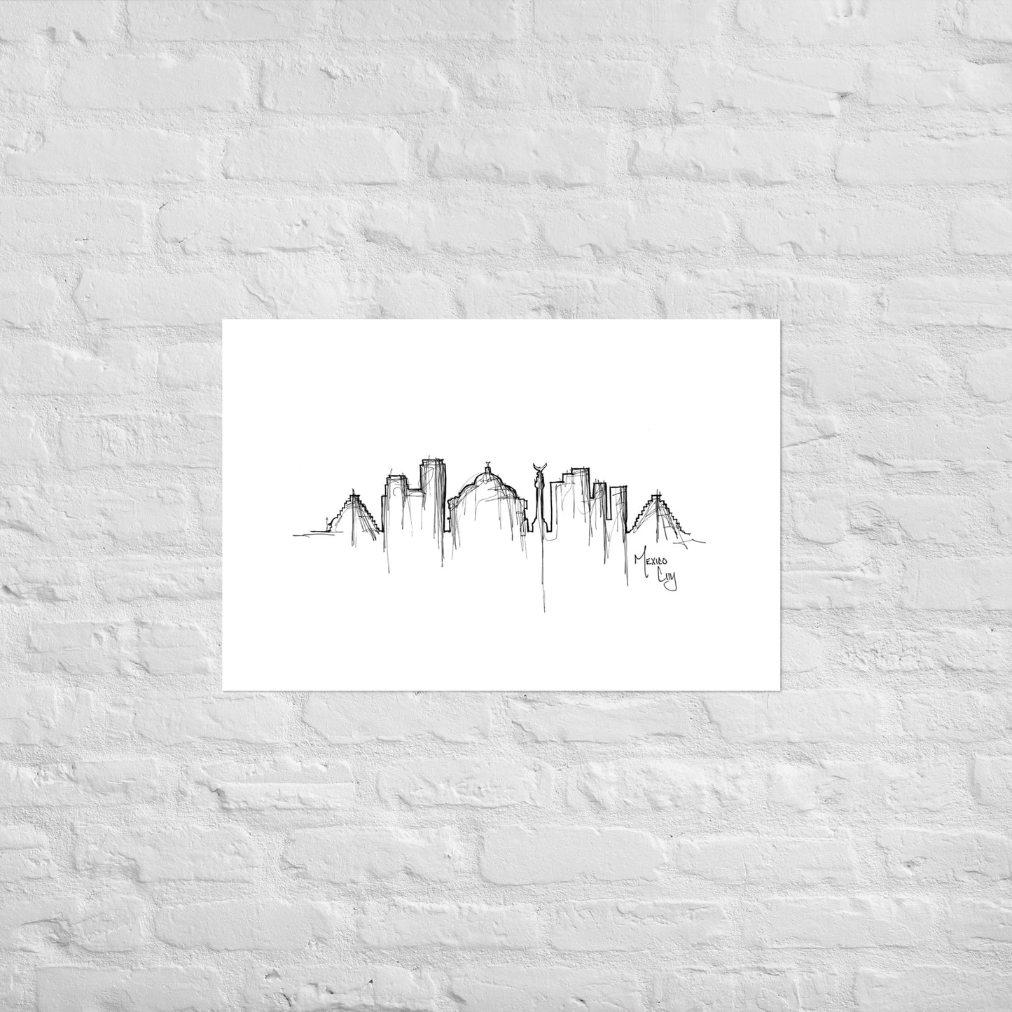 Mexico City Skyline Art Print, Mexico City Print, Mexico City Poster, Wall Art, Original Art Minimalist Art Travel Gift Home Decor Office