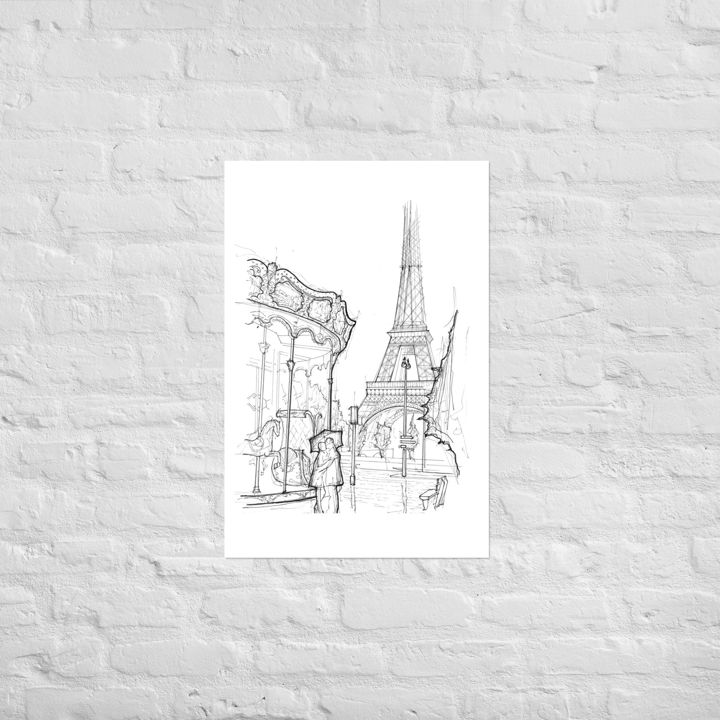 Eiffel Tower Paris in the Rain Art Print