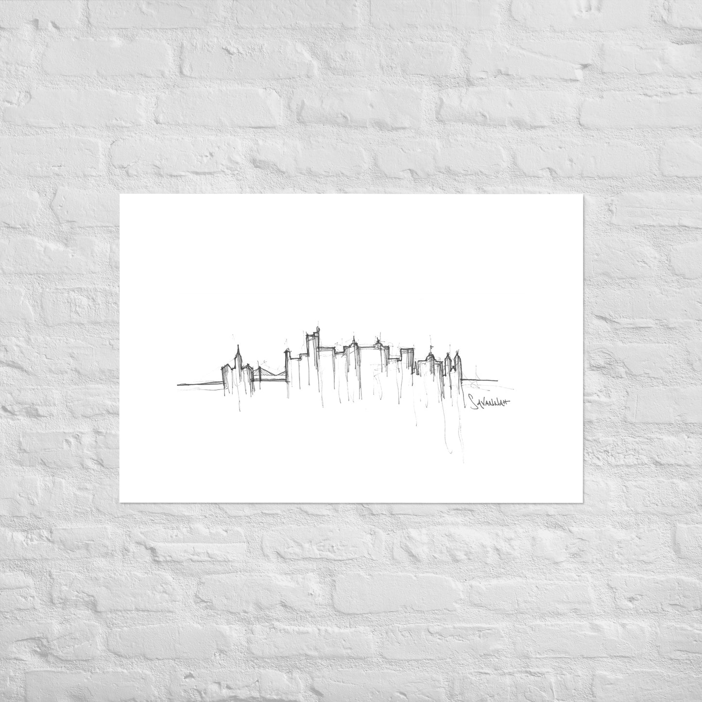 Savannah Skyline Art Print, Savannah Print, Savannah Poster, Wall Art, Original Art, Minimalist Art, Office Decor, Travel Gift, Home Decor