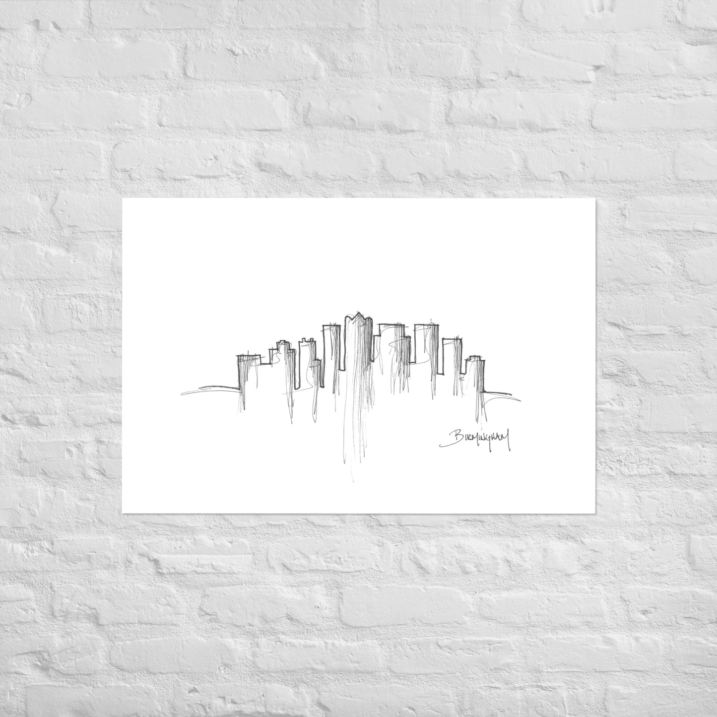 Birmingham Skyline Art Print, Birmingham Print, Birmingham Poster, Wall Art, Original Art Minimalist Art Travel Gift Home Decor Office Decor