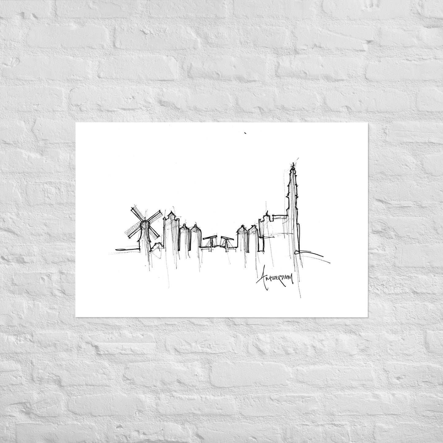 Amsterdam Skyline Art Print, Amsterdam Print, Amsterdam Poster, Wall Art, Original Art, Minimalist Art, Office Decor Travel Gift, Home Decor