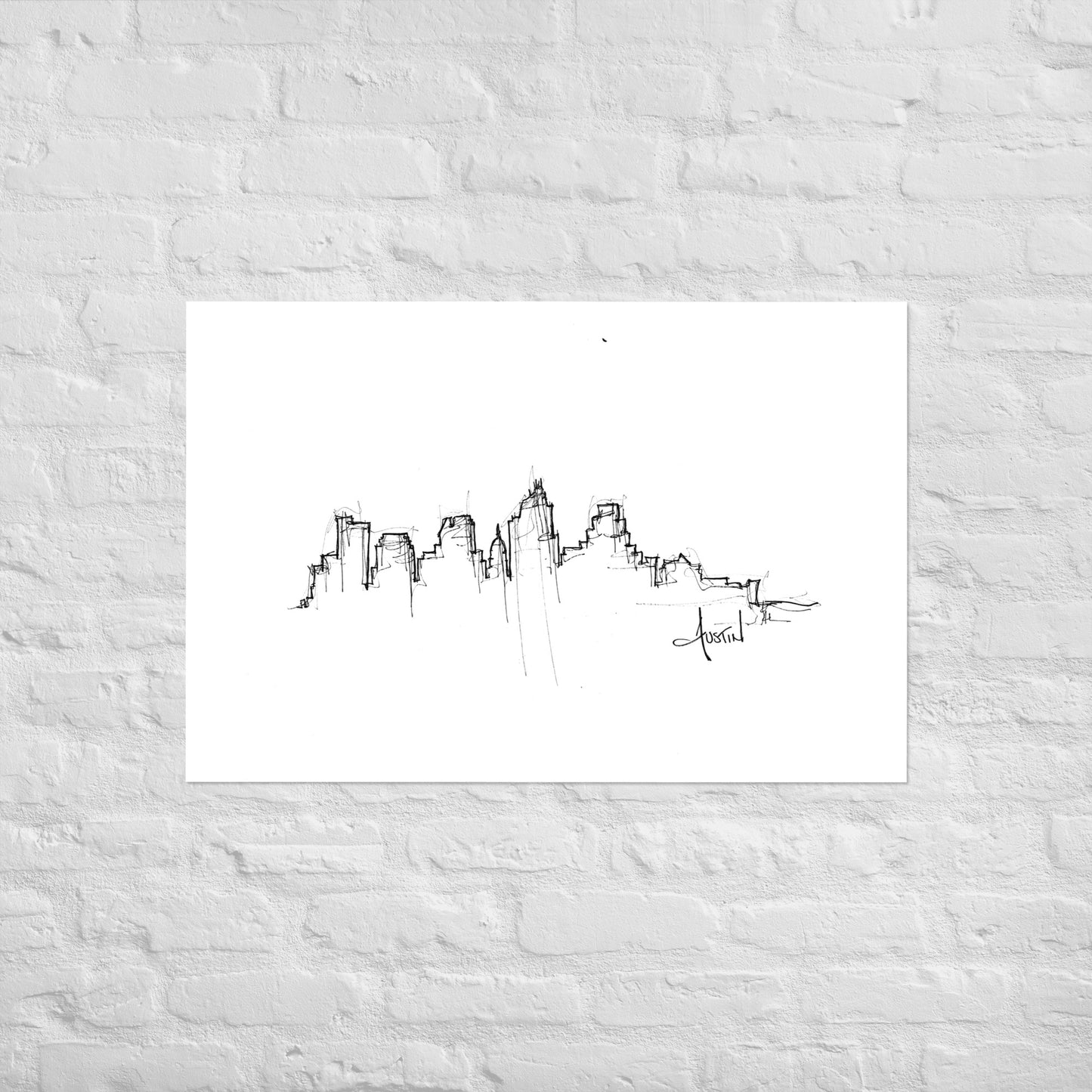 Austin TX Skyline Art Print, Austin Print, Austin Poster, Wall Art, Original Art, Minimalist Art, Office Decor, Travel Gift, Home Decor