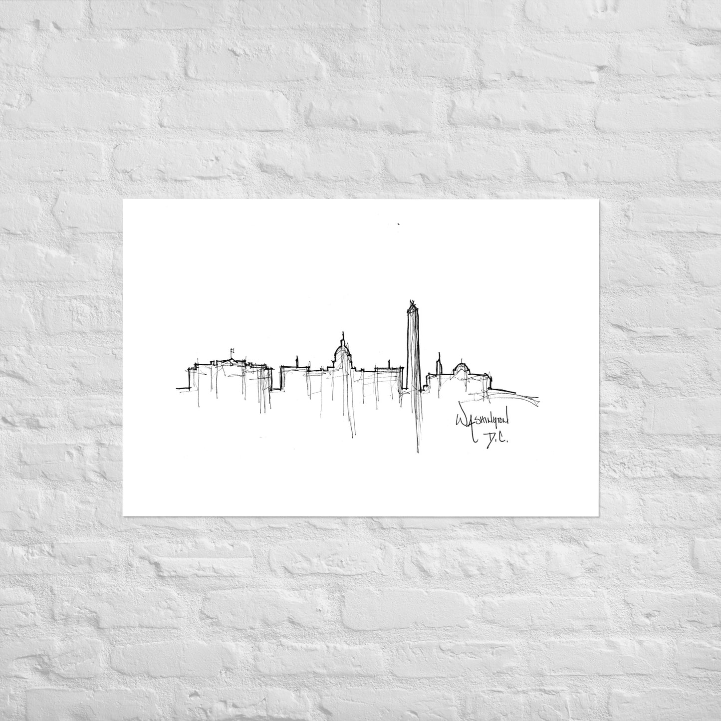 Washington D.C. Skyline Art Print, D.C. Print, D.C. Poster, Wall Art, Original Art, Minimalist Art, Office Decor, Travel Gift, Home Decor