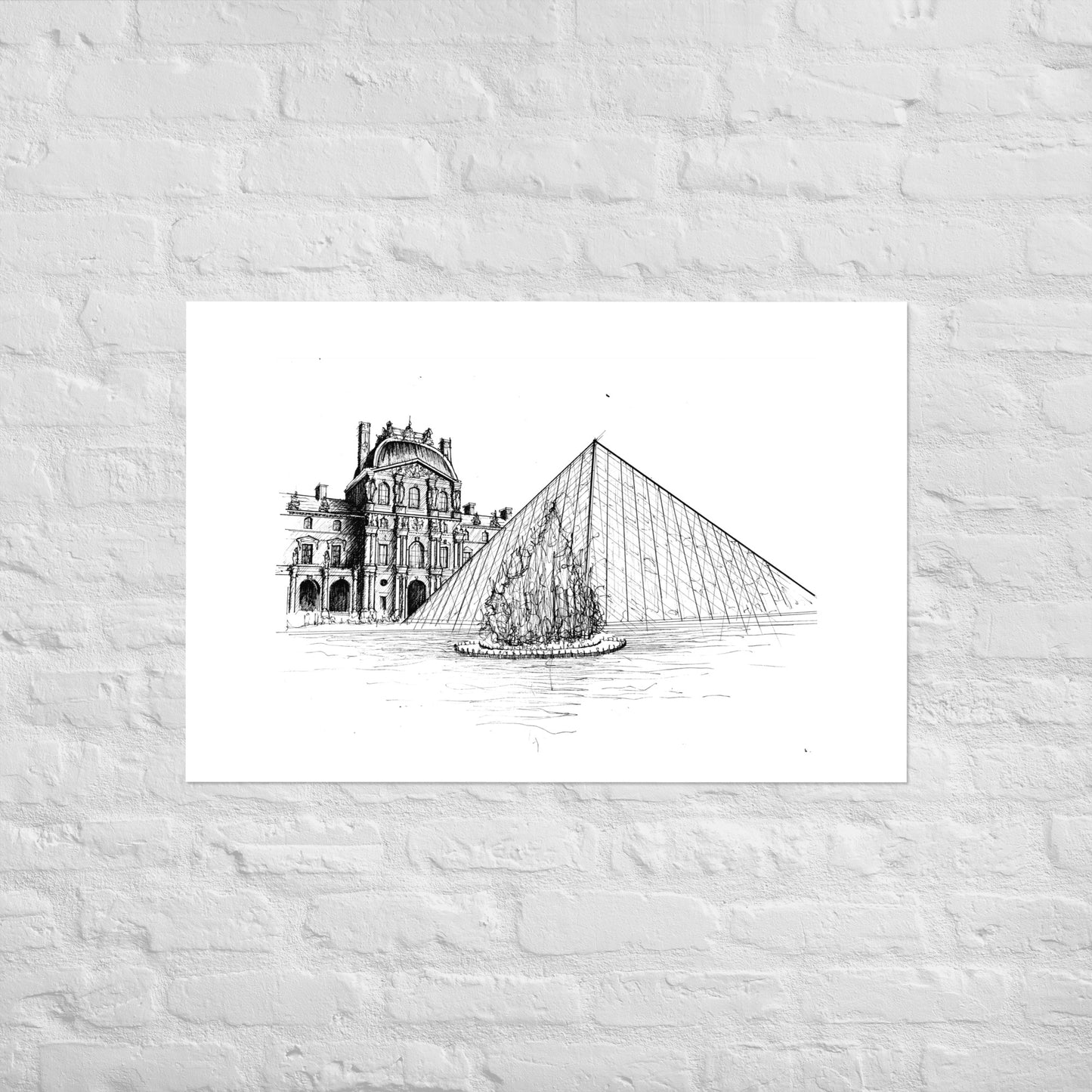 Louvre Paris Art Print, Wall Art, The Louvre Museum, Architecture Art, Black and White, Original Art, Office Decor, Travel Gift, Home Decor
