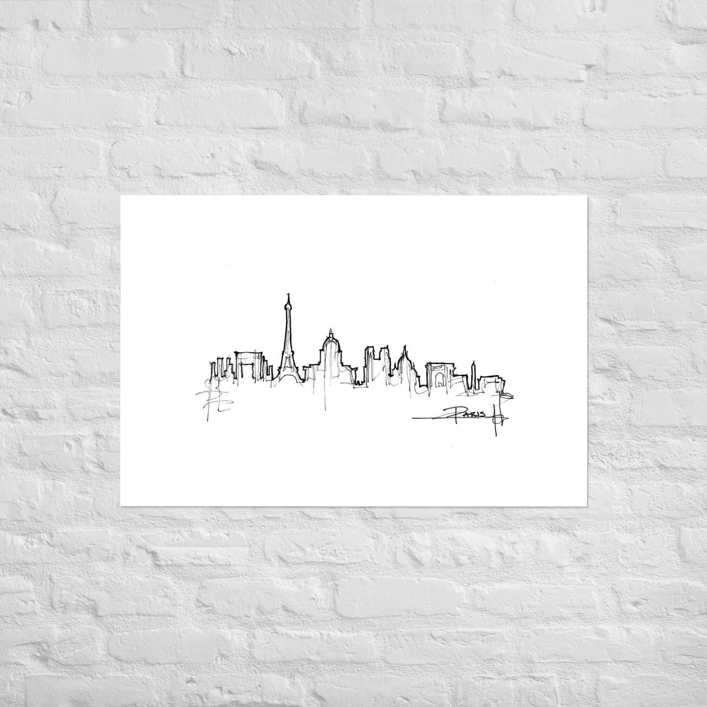 Paris Skyline Art Print, Paris Print, Paris Poster, Wall Art, Original Art, Minimalist Art, Office Decor, Travel Gift, Home Decor